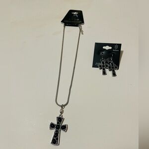 Trusting Cross Necklace Chain and Earrings